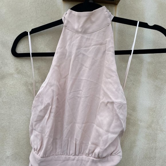 Reformation Andee Maxi Length Dress Champagne Halter Neckline Bow Tie Open Back - Picture 6 of 14